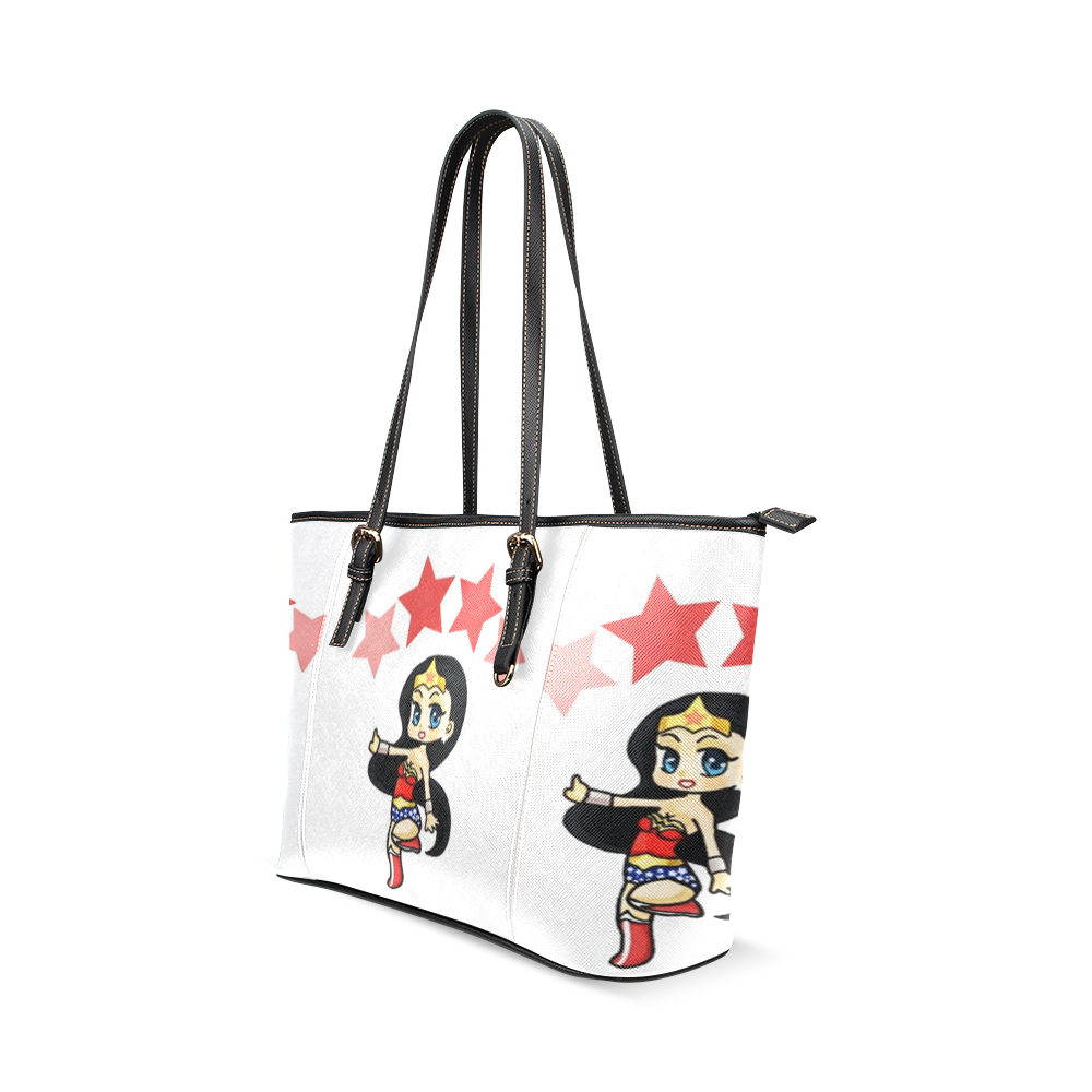 Wonder wonder/warrior-princess Leather Tote Bag/Small (Model 1640)