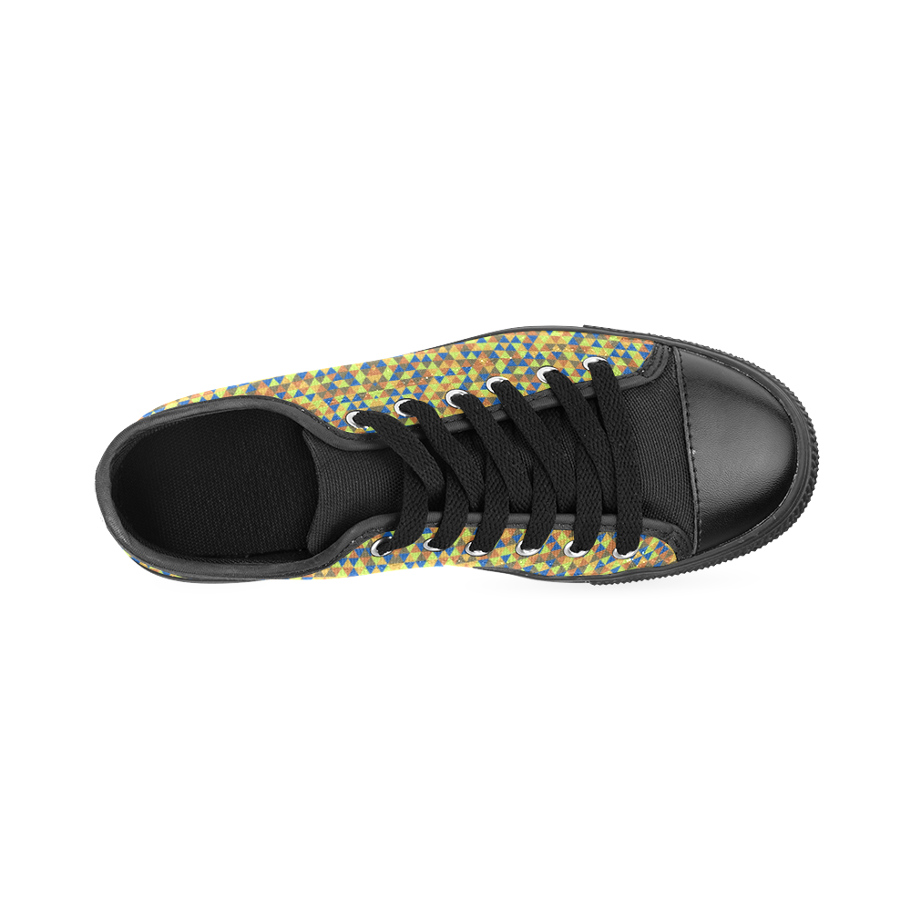 Blue and yellow mini rectangles Men's Classic Canvas Shoes (Model 018)