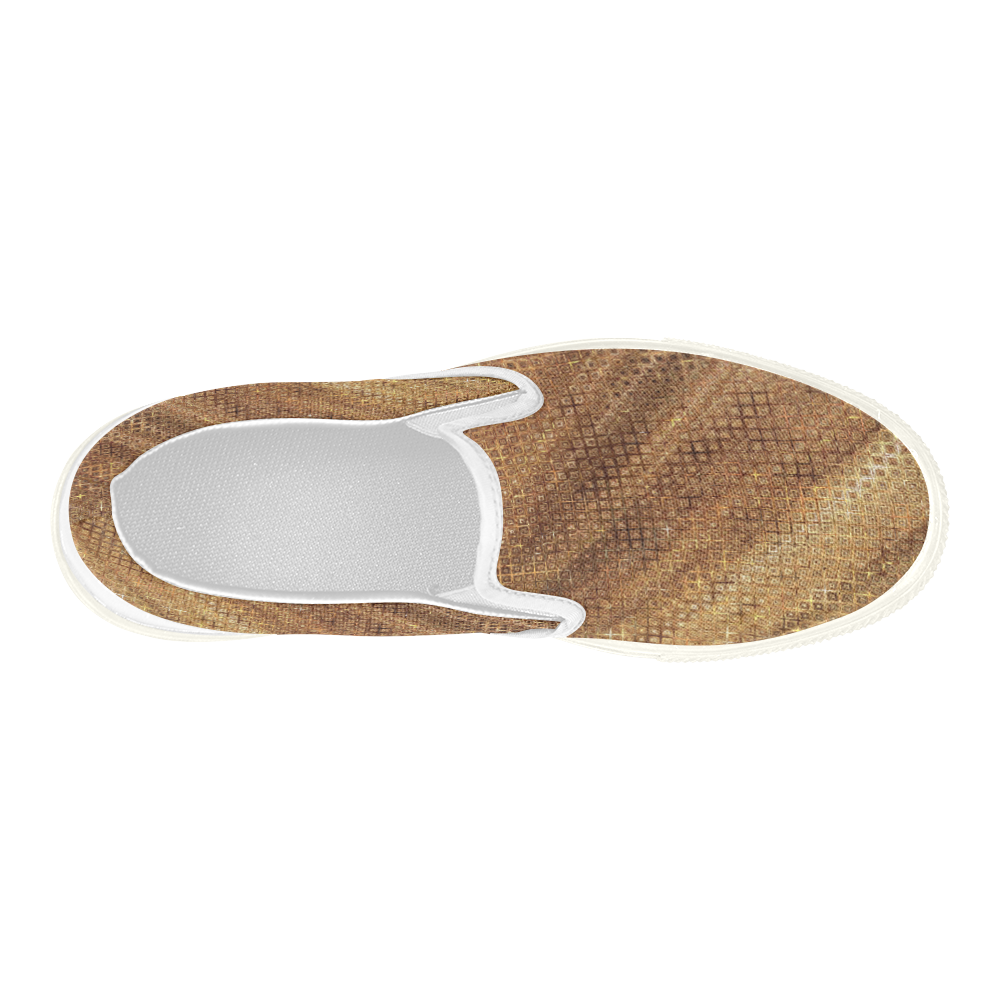 Golden Fabric Women's Slip-on Canvas Shoes (Model 019)