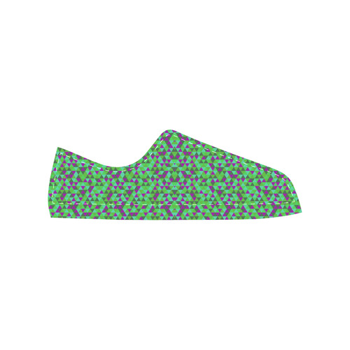 Fucsia and green mini rectangles Men's Classic Canvas Shoes (Model 018)