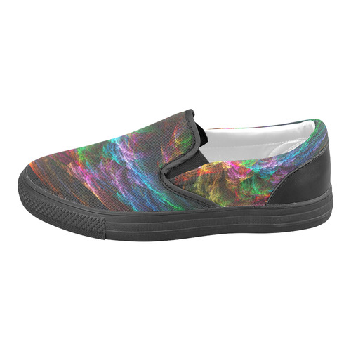 Colorful Abstract Fractal Tornado Men's Slip-on Canvas Shoes (Model 019)