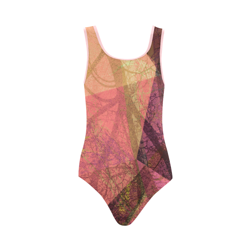 Pink Purple Graphic Design PATTERN GARDEN NO5L_SW11 Vest One Piece Swimsuit (Model S04)