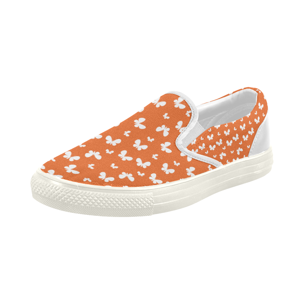 Cute orange Butterflies Women's Slip-on Canvas Shoes (Model 019)