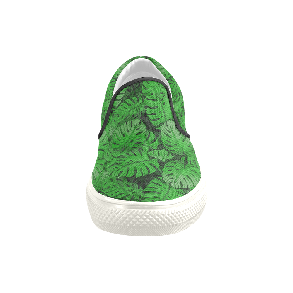 Tropical Leaves Men's Unusual Slip-on Canvas Shoes (Model 019)