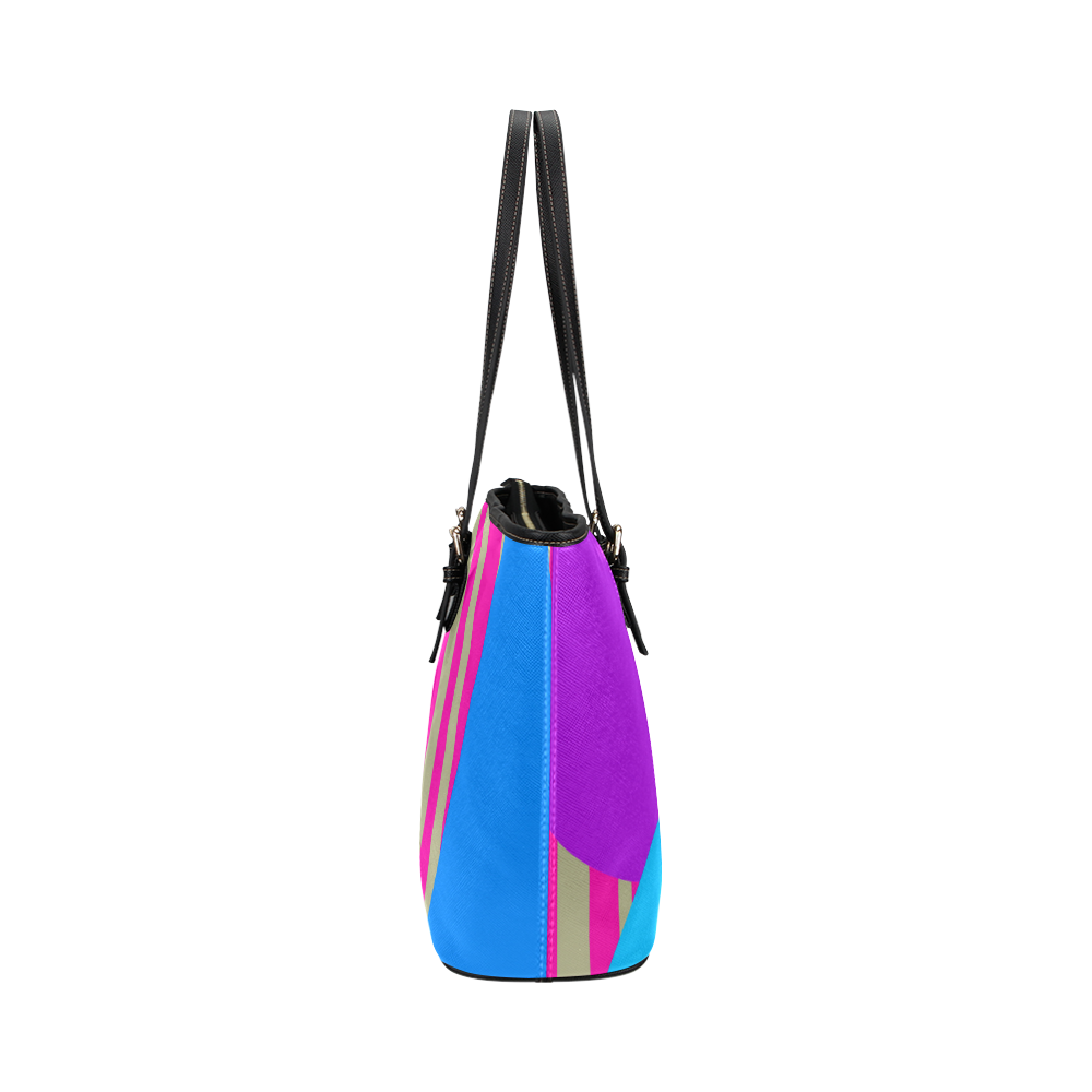 Colours and Shapes Leather Tote Bag/Large (Model 1651)