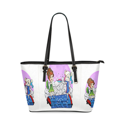 Slumber party time Leather Tote Bag/Small (Model 1640)