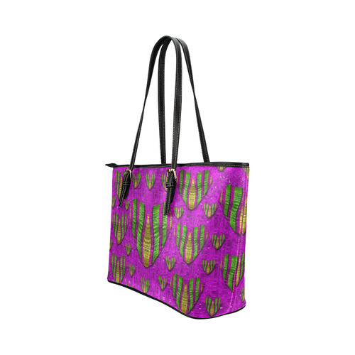Love in colors and heart in rainbows Leather Tote Bag/Small (Model 1651)