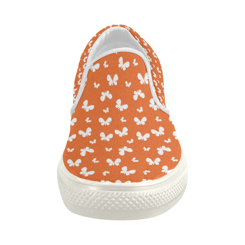 Cute orange Butterflies Women's Slip-on Canvas Shoes (Model 019)