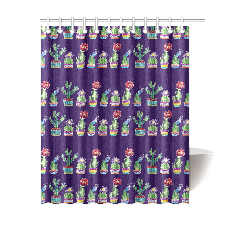 Cute Cactus Blossom Shower Curtain 60"x72"