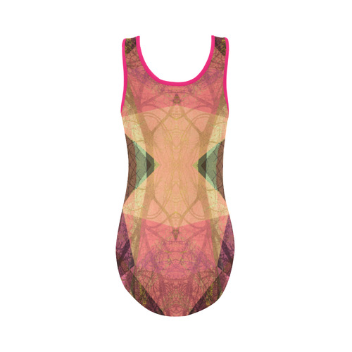 Pink Salmon Graphic Design PATTERN GARDEN NO5B_SW12 Vest One Piece Swimsuit (Model S04)
