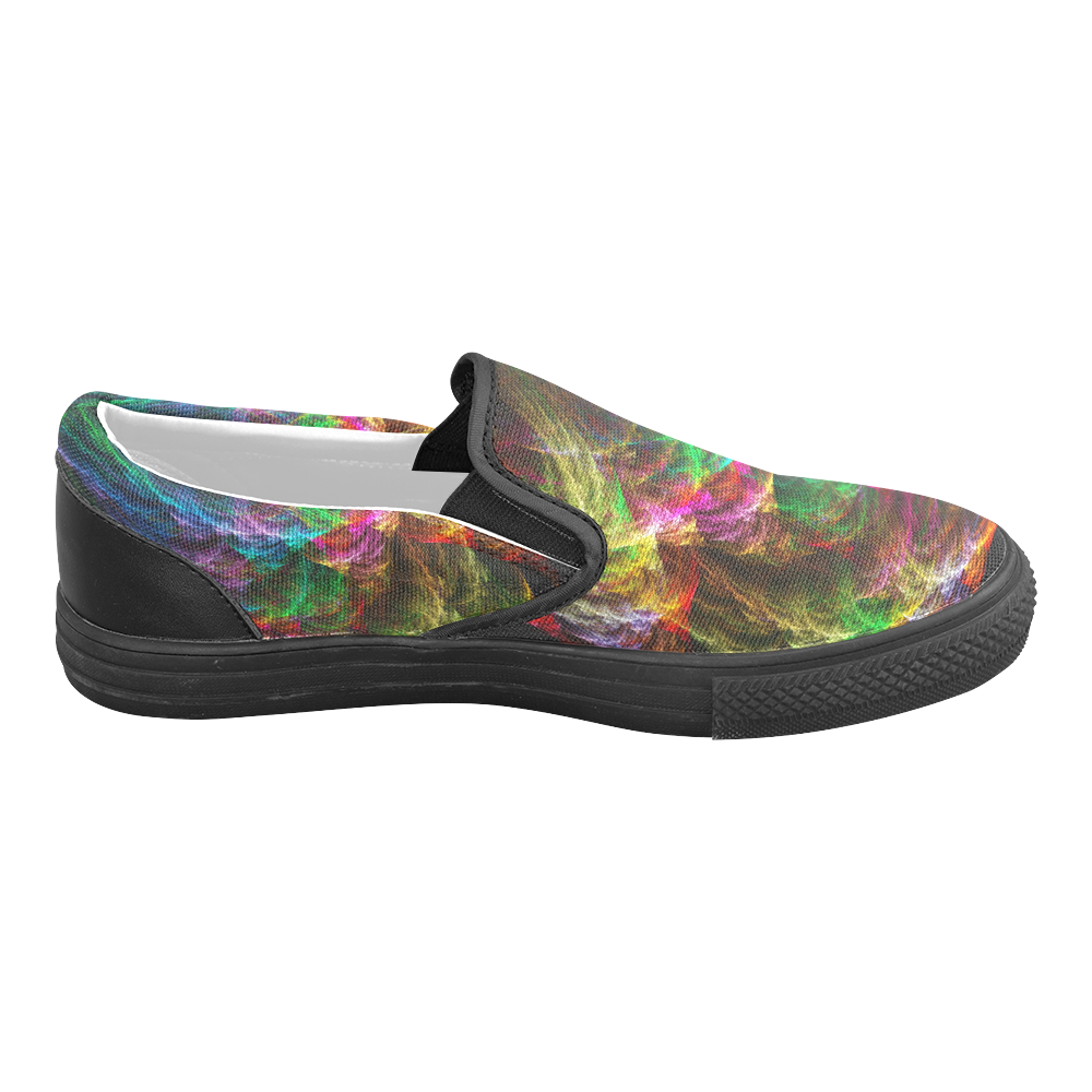Colorful Abstract Fractal Tornado Men's Slip-on Canvas Shoes (Model 019)