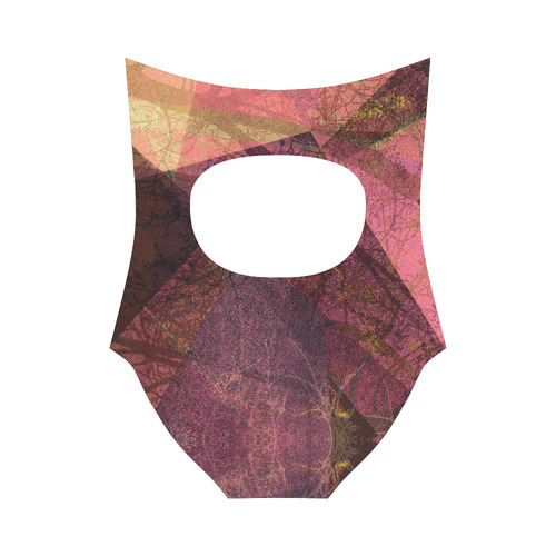 PINK MAROON PURPLE PATTERN GARDEN NO5L_SW5 Strap Swimsuit ( Model S05)