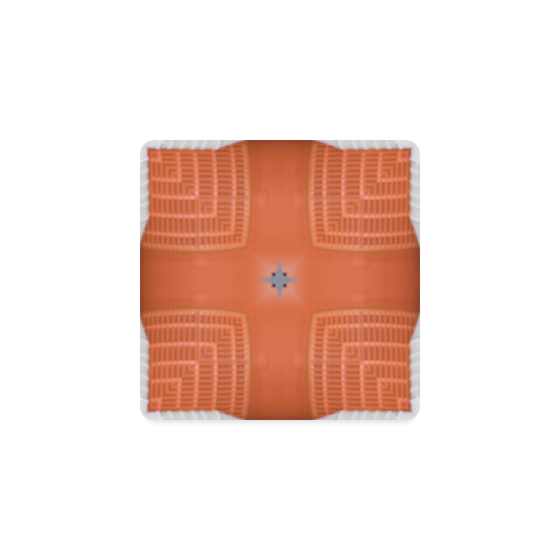 Orange Circle and Blocks Square Coaster