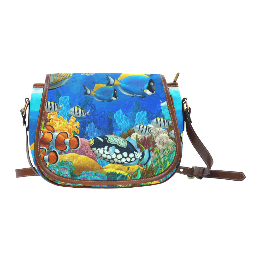Clown Fish Tropical Coral Reef Saddle Bag/Small (Model 1649) Full Customization