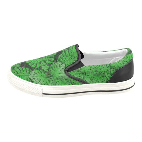 Tropical Leaves Men's Unusual Slip-on Canvas Shoes (Model 019)