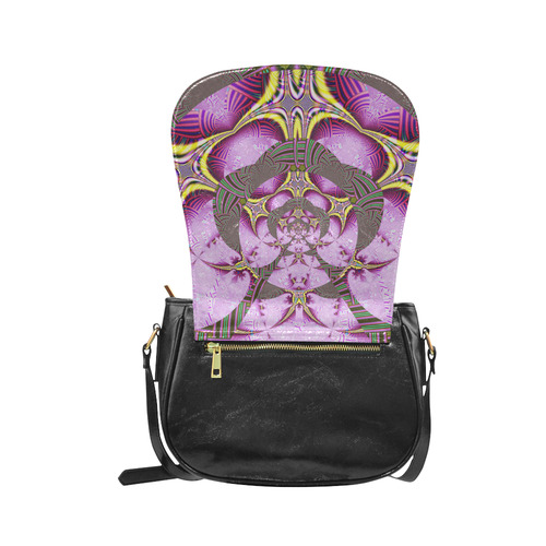 Pink Yellow Abstract Fractal Adventure Classic Saddle Bag/Small (Model 1648)