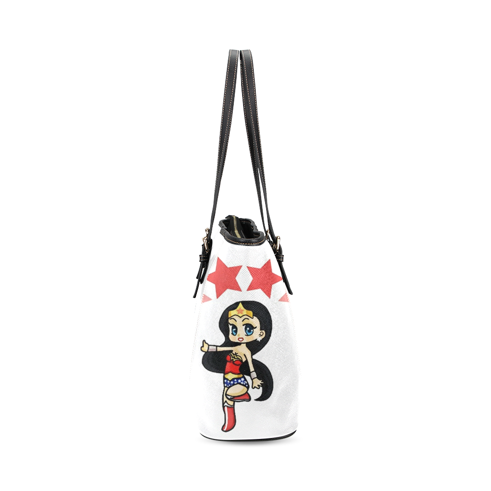 Wonder wonder/warrior-princess Leather Tote Bag/Small (Model 1640)