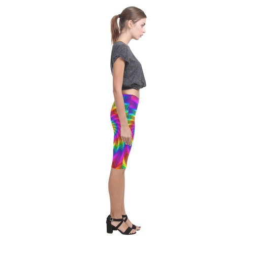 Psychedelic Rainbow Spiral Hestia Cropped Leggings (Model L03)