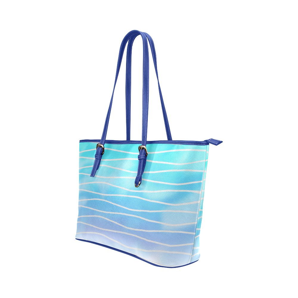 turquoise sea Leather Tote Bag/Small (Model 1651)