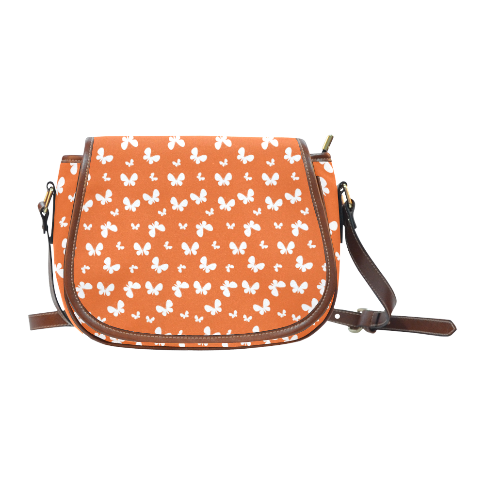 Cute orange Butterflies Saddle Bag/Small (Model 1649) Full Customization