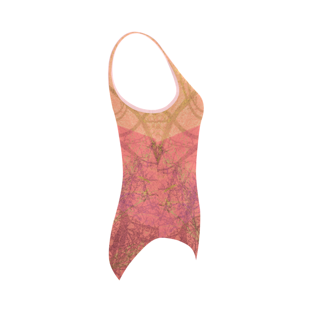 Pink Purple Graphic Design PATTERN GARDEN NO5L_SW11 Vest One Piece Swimsuit (Model S04)