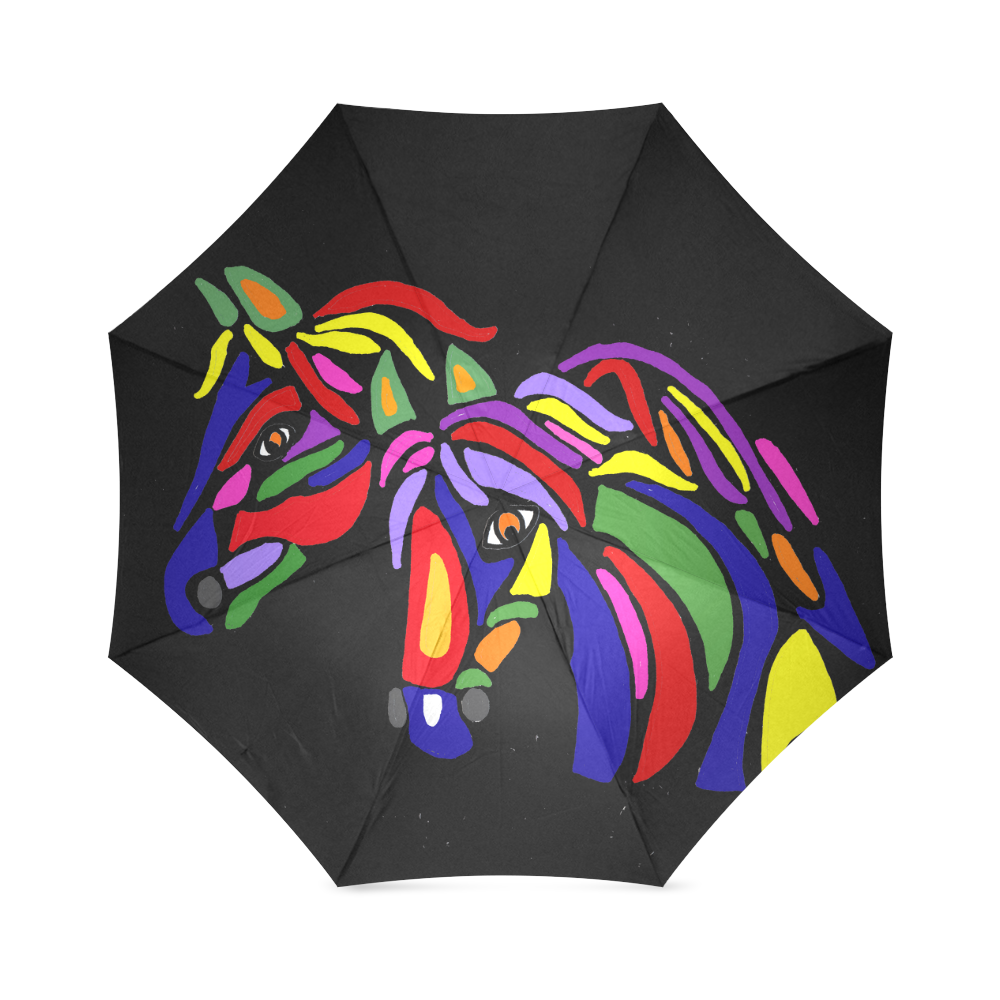 Cool Artsy Horses Abstract Art Foldable Umbrella (Model U01)