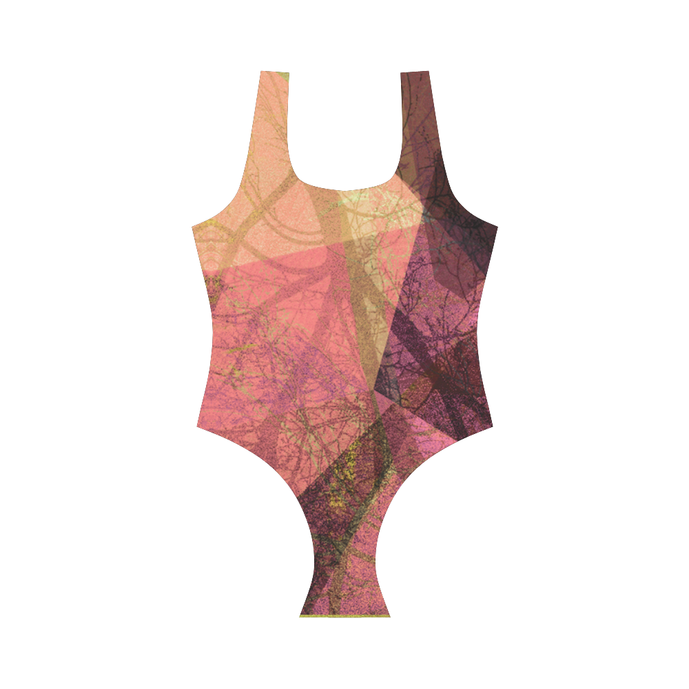 Pink Purple Graphic Design PATTERN GARDEN NO5L_SW11 Vest One Piece Swimsuit (Model S04)