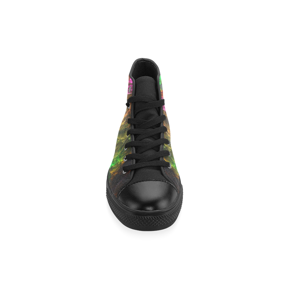 Colorful Abstract Fractal Tornado Men’s Classic High Top Canvas Shoes /Large Size (Model 017)