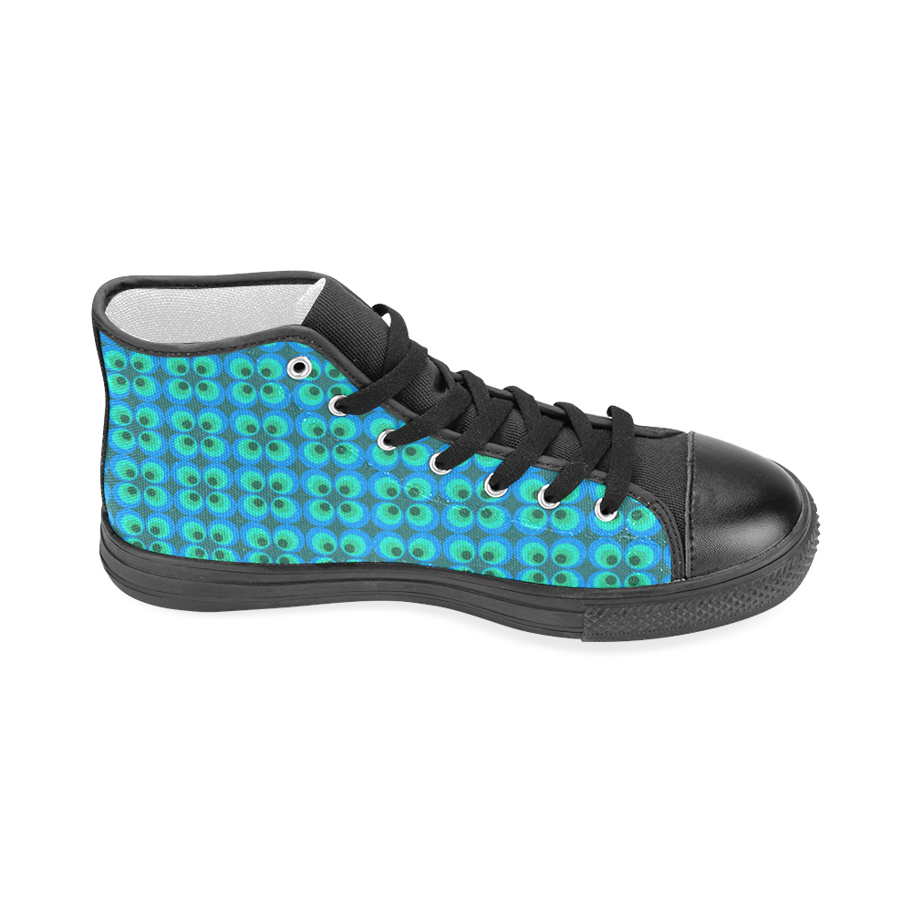 Blue and green retro circles Men’s Classic High Top Canvas Shoes (Model 017)