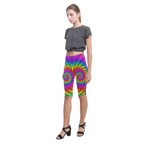 Psychedelic Rainbow Spiral Hestia Cropped Leggings (Model L03)