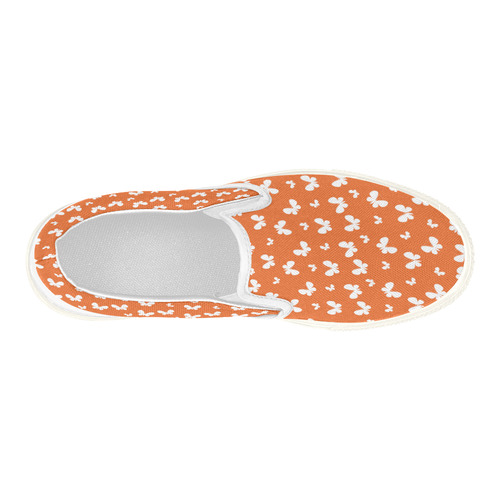 Cute orange Butterflies Women's Slip-on Canvas Shoes (Model 019)