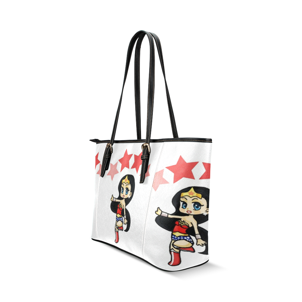 Wonder wonder/warrior-princess Leather Tote Bag/Small (Model 1640)