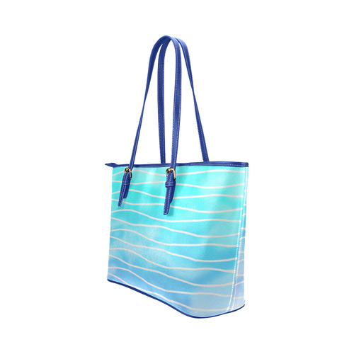 turquoise sea Leather Tote Bag/Small (Model 1651)