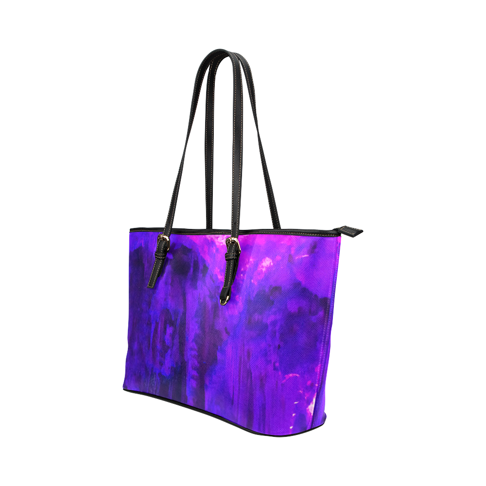 Blue and Purple Leather Tote Bag/Small (Model 1651)