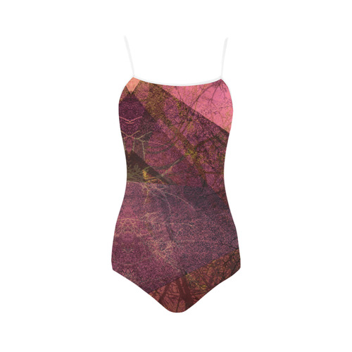 PINK MAROON PURPLE PATTERN GARDEN NO5L_SW4 Strap Swimsuit ( Model S05)