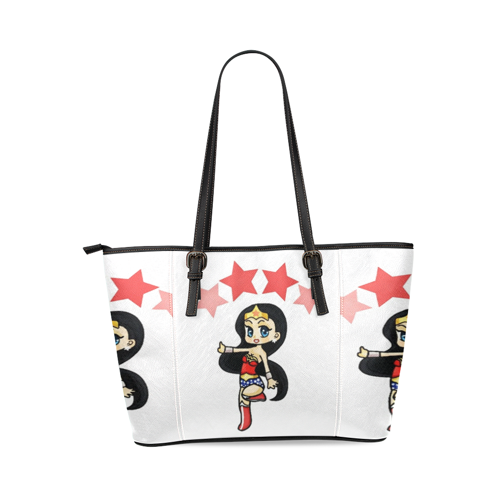 Wonder wonder/warrior-princess Leather Tote Bag/Small (Model 1640)