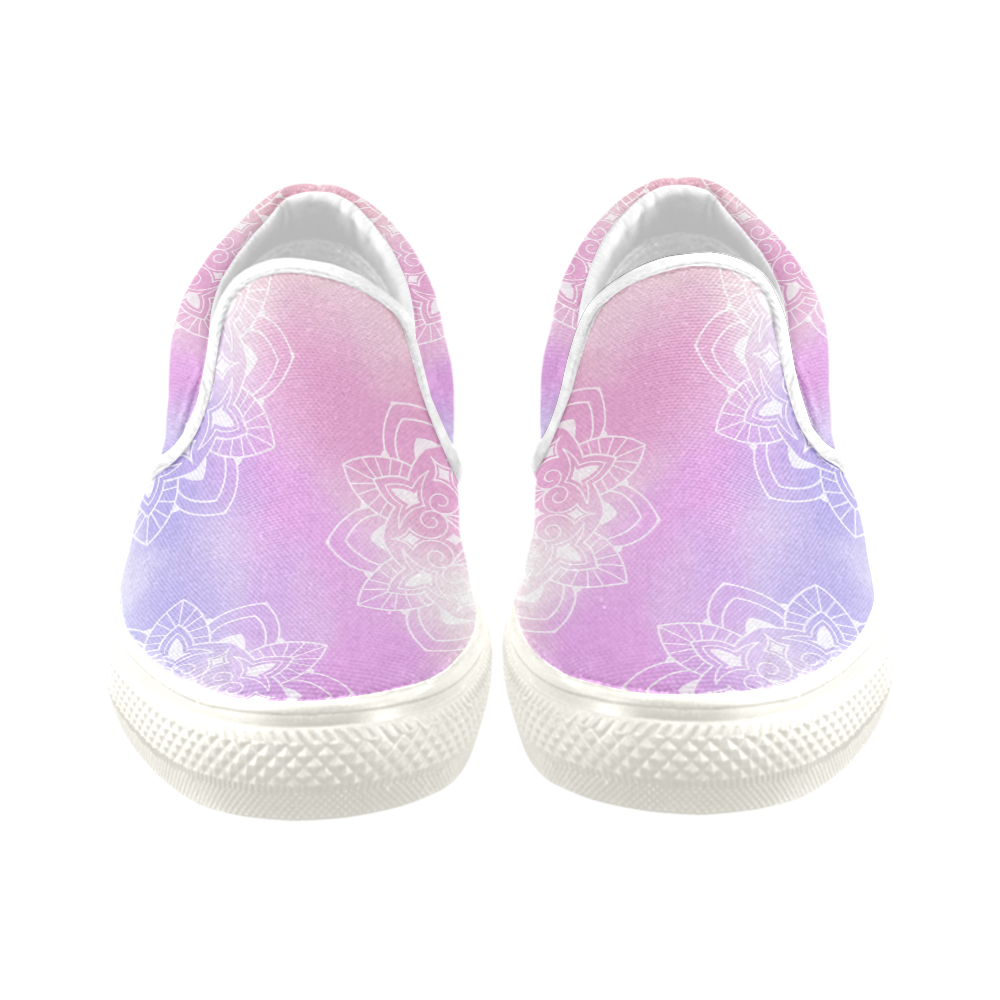 Watercolor Mandala by ArtformDesigns Women's Unusual Slip-on Canvas Shoes (Model 019)