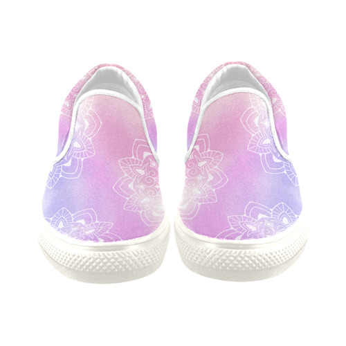 Watercolor Mandala by ArtformDesigns Women's Unusual Slip-on Canvas Shoes (Model 019)