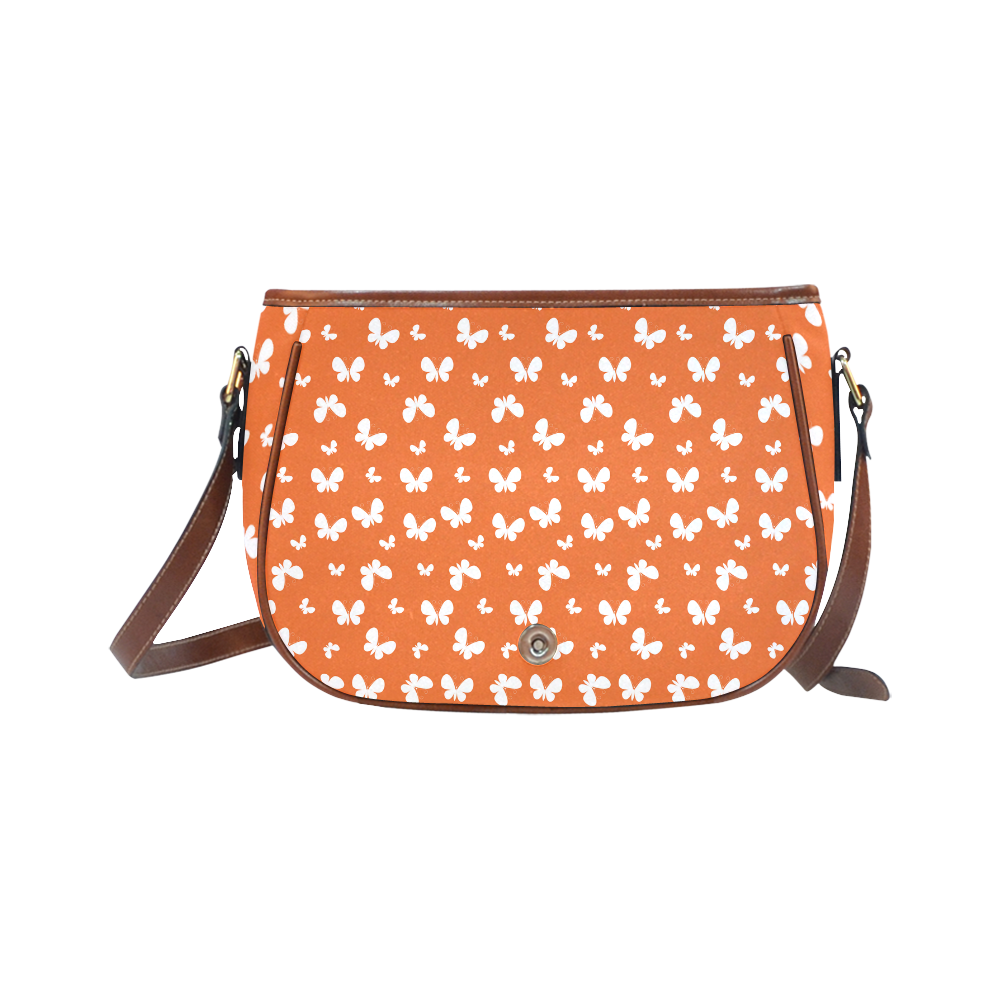 Cute orange Butterflies Saddle Bag/Small (Model 1649) Full Customization