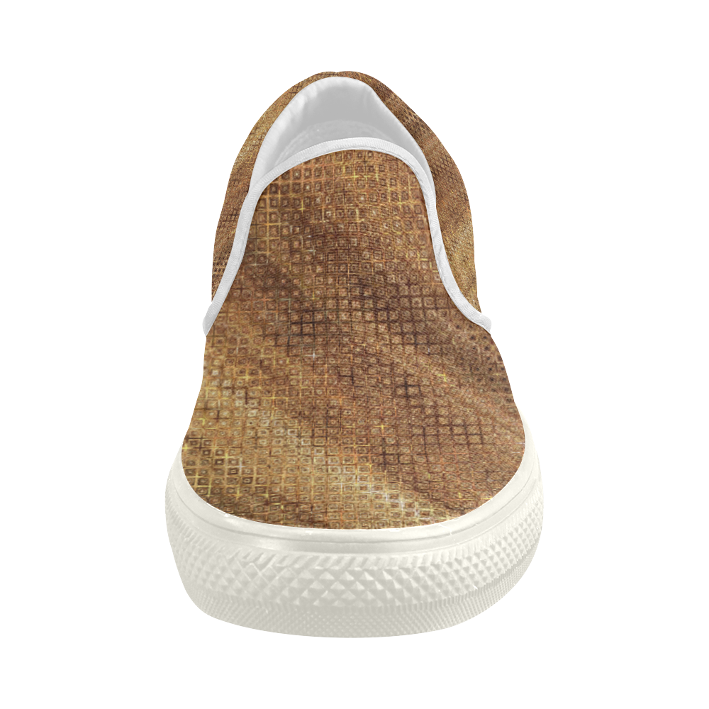 Golden Fabric Women's Slip-on Canvas Shoes (Model 019)