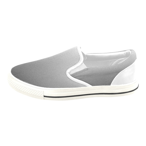 Black Silver and White Ombre Women's Unusual Slip-on Canvas Shoes (Model 019)