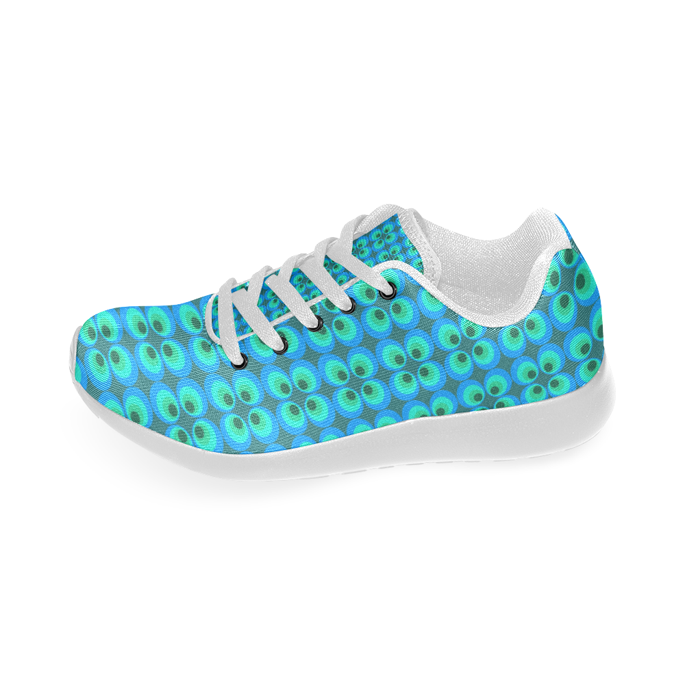 Blue and green retro circles Women’s Running Shoes (Model 020)