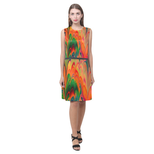 fractal marbled 21C Eos Women's Sleeveless Dress (Model D01)