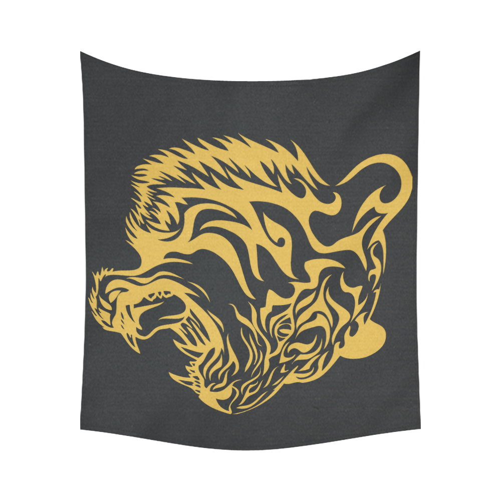 Tattoo tribal tiger tapestry Cotton Linen Wall Tapestry 60"x 51"