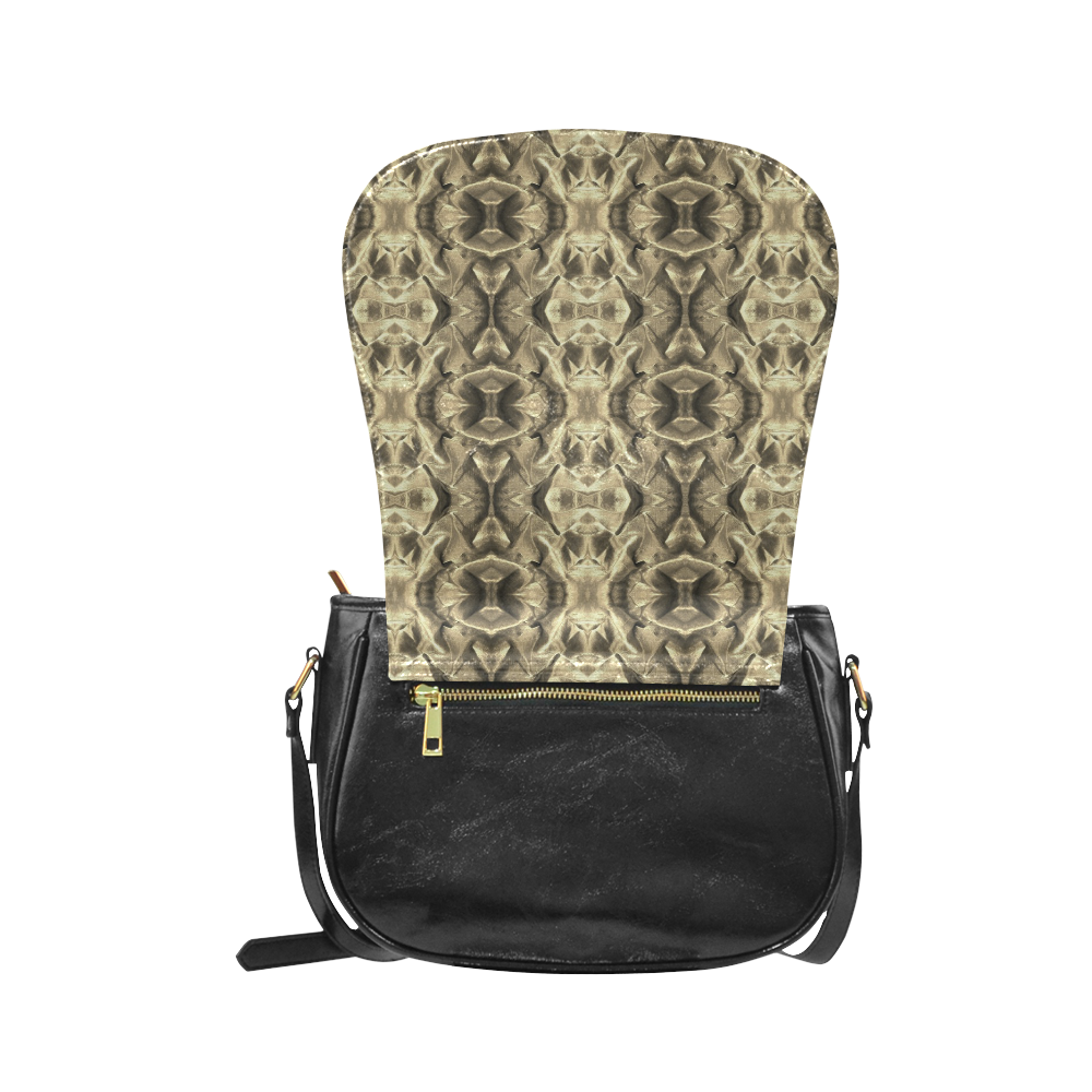 Gold Fabric Pattern Design Classic Saddle Bag/Large (Model 1648)