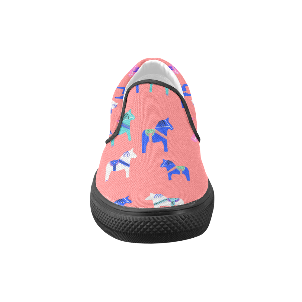 Dala Horses Decorative and Cute Women's Unusual Slip-on Canvas Shoes (Model 019)