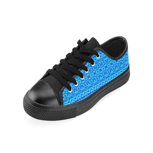 Abstract Blue Damask Men's Classic Canvas Shoes/Large Size (Model 018)