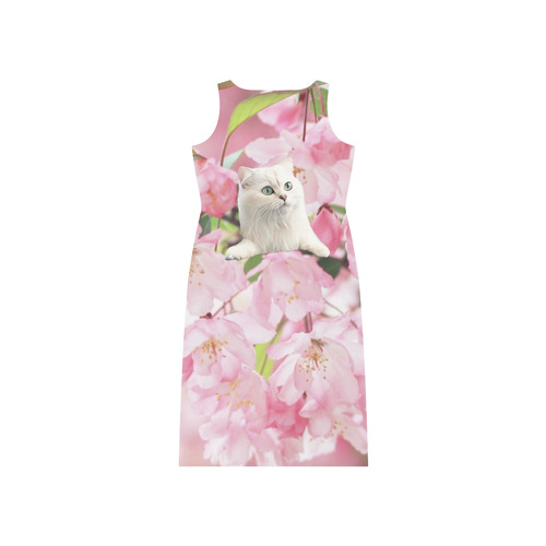 Cat and Flowers Phaedra Sleeveless Open Fork Long Dress (Model D08)