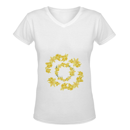 Daffodils Women's Deep V-neck T-shirt (Model T19)
