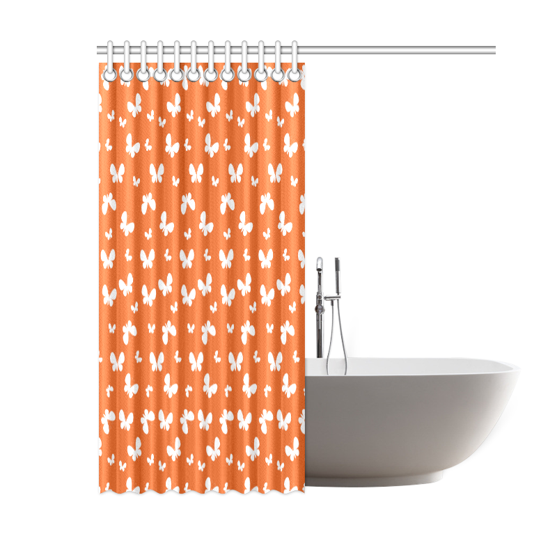 Cute orange Butterflies Shower Curtain 60"x72"
